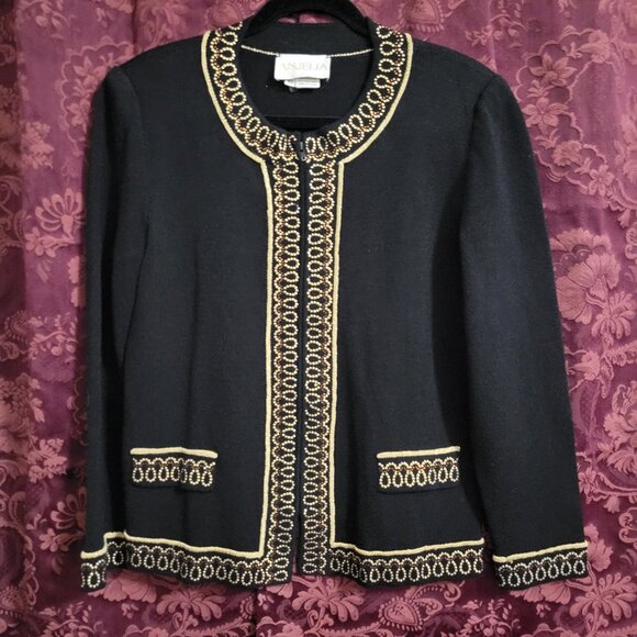 Anjelia Black Embellished Cardigan Size 10 - Picture 1 of 5